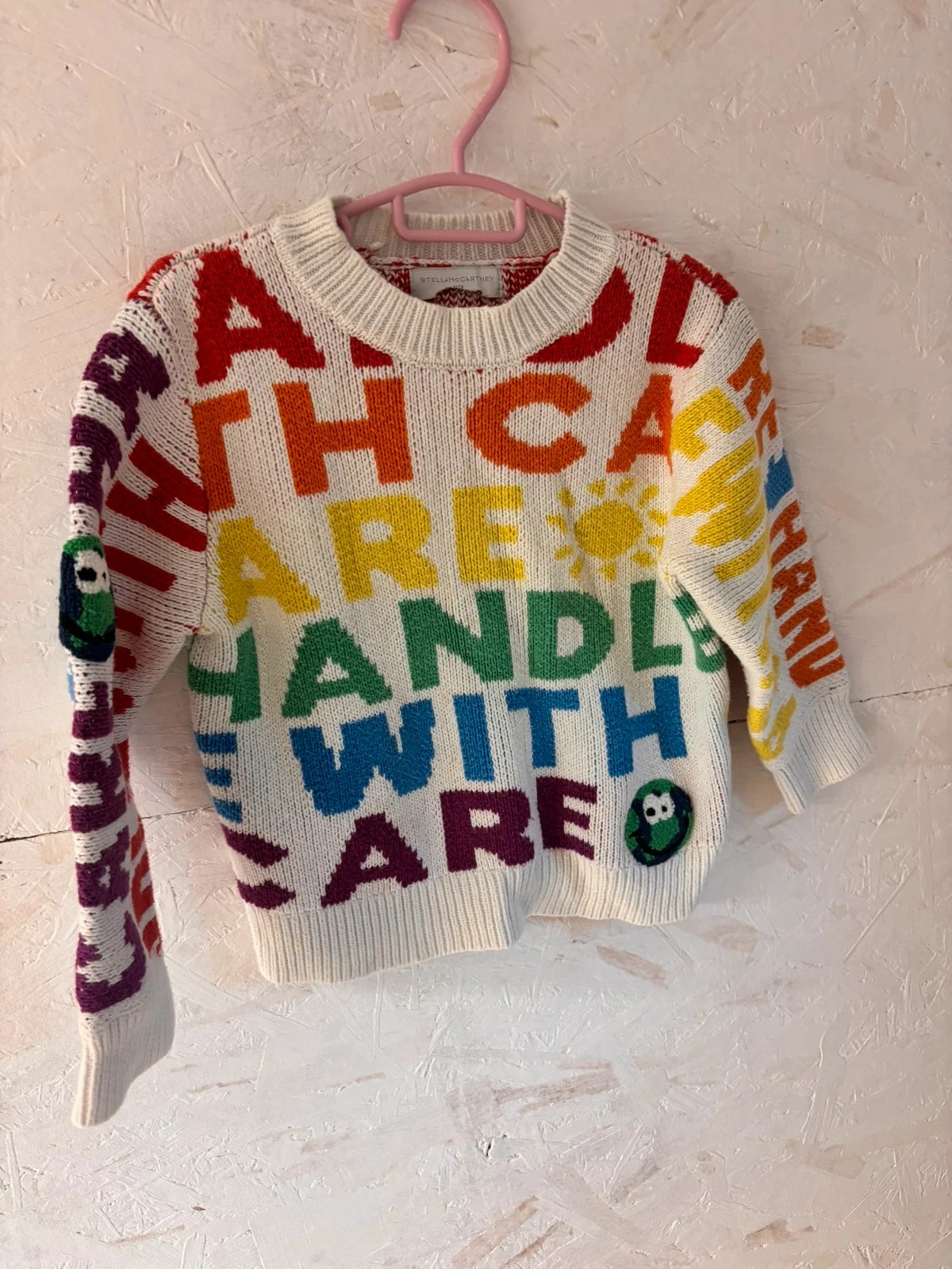 Stella McCartney Kids multicolor knit sweater "Handle with Care" - 4 years (100 cm) – photo 2